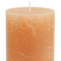 gjenstander Oransje fersken-søylelys 70x120 mm, gjennomfarget, lang brennetid, sett med 4 til adventsdekorasjon