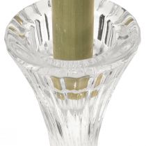 gjenstander Lysestake i glass, klare lysestaker med spor, H20 cm, 2 stk.