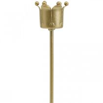 gjenstander Lysestake krone gyllen, pinnelysholder metall 4 stk