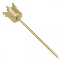 gjenstander Lysestake krone gyllen, pinnelysholder metall 4 stk