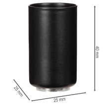 gjenstander Rund magnetisk lysholder, matt svart, for 25 mm koniske lys, 4 stk.