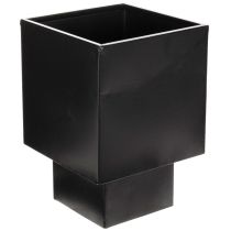 gjenstander Svart kubeformet blomsterpotte med base, moderne, 22 cm