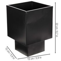 gjenstander Svart kubeformet blomsterpotte med base, moderne, 22 cm