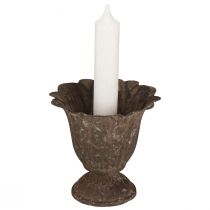gjenstander Lysholder trofé antikk pinne lysestake metall Ø10cm H9,5cm