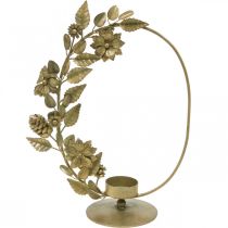gjenstander Telysholder gull deco løkke blomster kongler H29,5cm