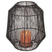 gjenstander Svart lysestake, dekorativ lykt, trådkurv, Ø24 cm, H28 cm