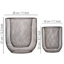 gjenstander Svart metallkurvlysholder, Ø28,5/18 cm, sett med 2