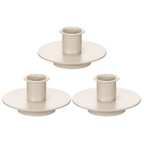 gjenstander Metalllysestake i matt beige, liten lysestake for spisslys, 8 cm, 3 stk.