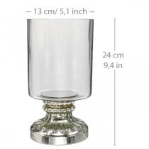 Lyktglass lysglass antikk look sølv Ø13cm H24cm