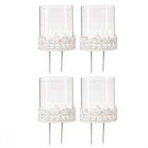 gjenstander Lysholder med torne telysholder hvit H8cm 4 stk