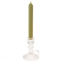 gjenstander Lysestake med håndtak for koniske lys glass 10,5 cm klar 4 stk
