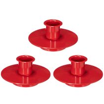 gjenstander Små røde lysholdere for 8 cm koniske lys, 3 stk.