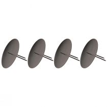 gjenstander Plug-in lysestake metall sort Ø9cm 4 stk