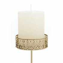 gjenstander Blomsterlysestaker for plugging av gylden Ø7,4 cm H12,5 cm 4 stk antikk look