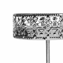 gjenstander Filigran lysestake for plugging i sølv Ø6,4cm H12,5cm 4 stk antikk look