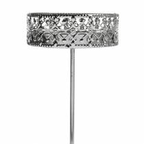 gjenstander Blomsterlysholdere for plugging av sølv Ø7,4cm H12,5cm antikk look 4 stk.