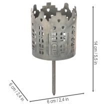 gjenstander Telysholder og lysholder med pigg, husdesign, 6 cm, 2 stk.