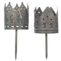 gjenstander Telysholdere med pigg, husformede holdere for kuppellys, 6 cm, 2 stk.
