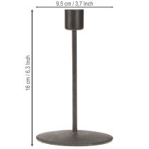 gjenstander Lysestake i metall, antikk brun, H16 cm, 2 stk.