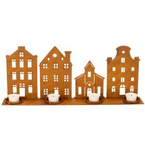 gjenstander Lysestake Julelys Dekorasjon Hus Rust 52×12cm