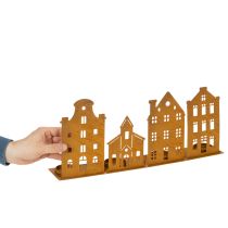 gjenstander Lysestake Julelys Dekorasjon Hus Rust 52×12cm