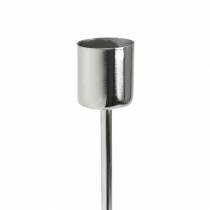 gjenstander Lysestake av metall til koniske lys sølv Ø2,2cm H28cm 2stk