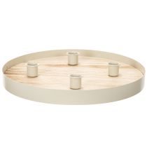 gjenstander Rundt lysfat i tre for fire koniske lys, 30 cm