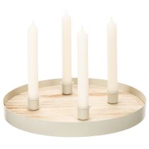 gjenstander Rundt lysfat i tre for fire koniske lys, 30 cm