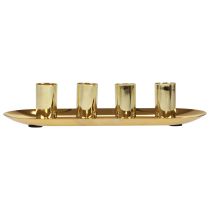 gjenstander Metalllysfat, konisk lysholder, gull, 23x9x4,5cm