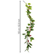 gjenstander Kunstig girlander med kirsebær. Perfekt for naturlig romdekorasjon. Blomsterutseende. 160 cm.