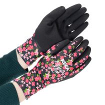 gjenstander Kixx hagehansker, svarte med rosa blomster, størrelse 8