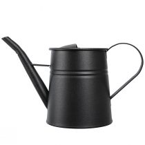 gjenstander Stilig liten dekorativ vannkanne, svart metall, 30x13x17cm, 1,7l, blomsterkasse, dekorasjon til leilighet/balkong