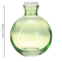 gjenstander Små glassvaser, løkformede minivaser, grønne, Ø7,5 cm, H9 cm, 6 stk.