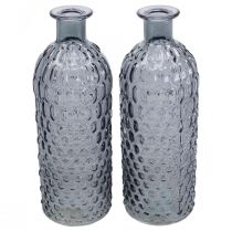 Liten glass vase vase honeycomb glass blå grå H20cm 6stk