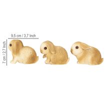 gjenstander Liten påskehare Dekorasjon Bunny Polyresin 9×6×6,5cm 3stk