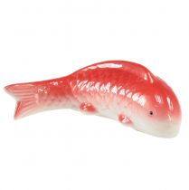 gjenstander Koi dekorativ fisk keramikk rød hvit flytende 15cm 3stk