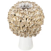 gjenstander Hodevase Keramikkvase med roser Hvit Brun Ø19cm H2,5cm