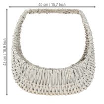 gjenstander Kurv med håndtak, flettet kurv, vasket grå, H43/34/27cm, sett med 3