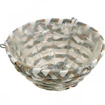 gjenstander Plantekurv til oppheng, blomsterkurv flettet hvit, grå, natur H16cm Ø30cm