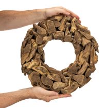 gjenstander Dekorativ krans laget av naturlige trestykker, rund, 35 cm