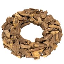 gjenstander Dekorativ krans laget av naturlige trestykker, rund, 35 cm