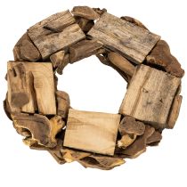 gjenstander Dekorativ krans laget av naturlige trestykker, rund, 35 cm