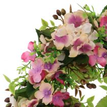 gjenstander Blomsterkrans med hortensia og bær rosa Ø30cm