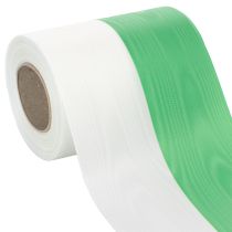 gjenstander Moiré-kransbånd 125 mm x 25 m i grønt og hvitt, taftvevd bånd, nasjonalt bånd, dekorativt bånd