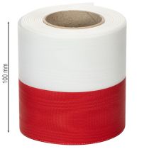 gjenstander Moiré hvite og røde kransbånd 100 mm