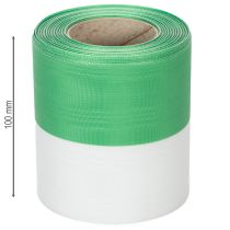 gjenstander Grønt og hvitt moiré-kransbånd, 100 mm x 25 m - nasjonalt bånd, taftbånd, sløyfebånd, dekorativt bånd