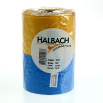 gjenstander Moiré-kransbånd 150 mm i blått og gult - premium sorg- og dekorativt bånd, til feiringer, sløyfebånd