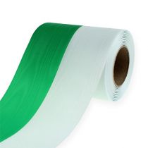 Kransbånd Moiré grønn-hvit 100mm 25m