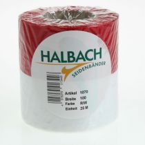 gjenstander Moiré hvite og røde kransbånd 100 mm