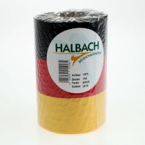 gjenstander Moiré-kransbånd 150 mm svart-rød-gull med fransk moiré-effekt, 25 m rull for dekorasjon og begravelsestjenester